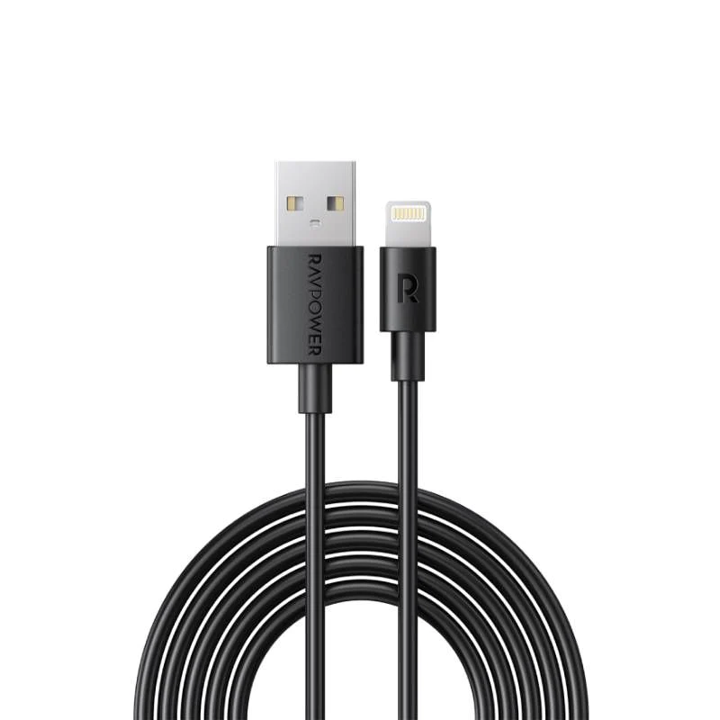 RAVPOWER USB A - Lightning Cable 2m TPE - Black photo 