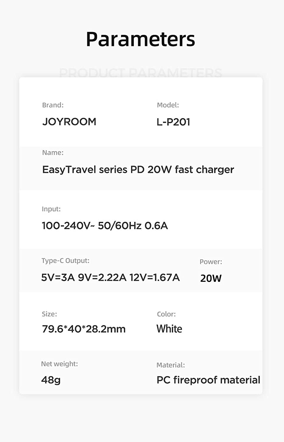 Joyroom PD 20W Fast Wall Charger with Type-C to Lightning Cable photo